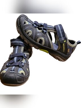 Merrell Kids Hydro 2.0 Water Sandals - Blue/Grey/Green Unisex Kid's Size 1 EUC